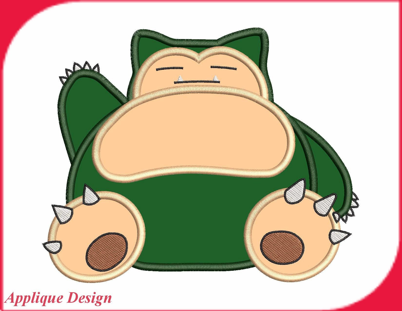 Snorlax Pokemon Applique Embroidery Design Instant Download Etsy
