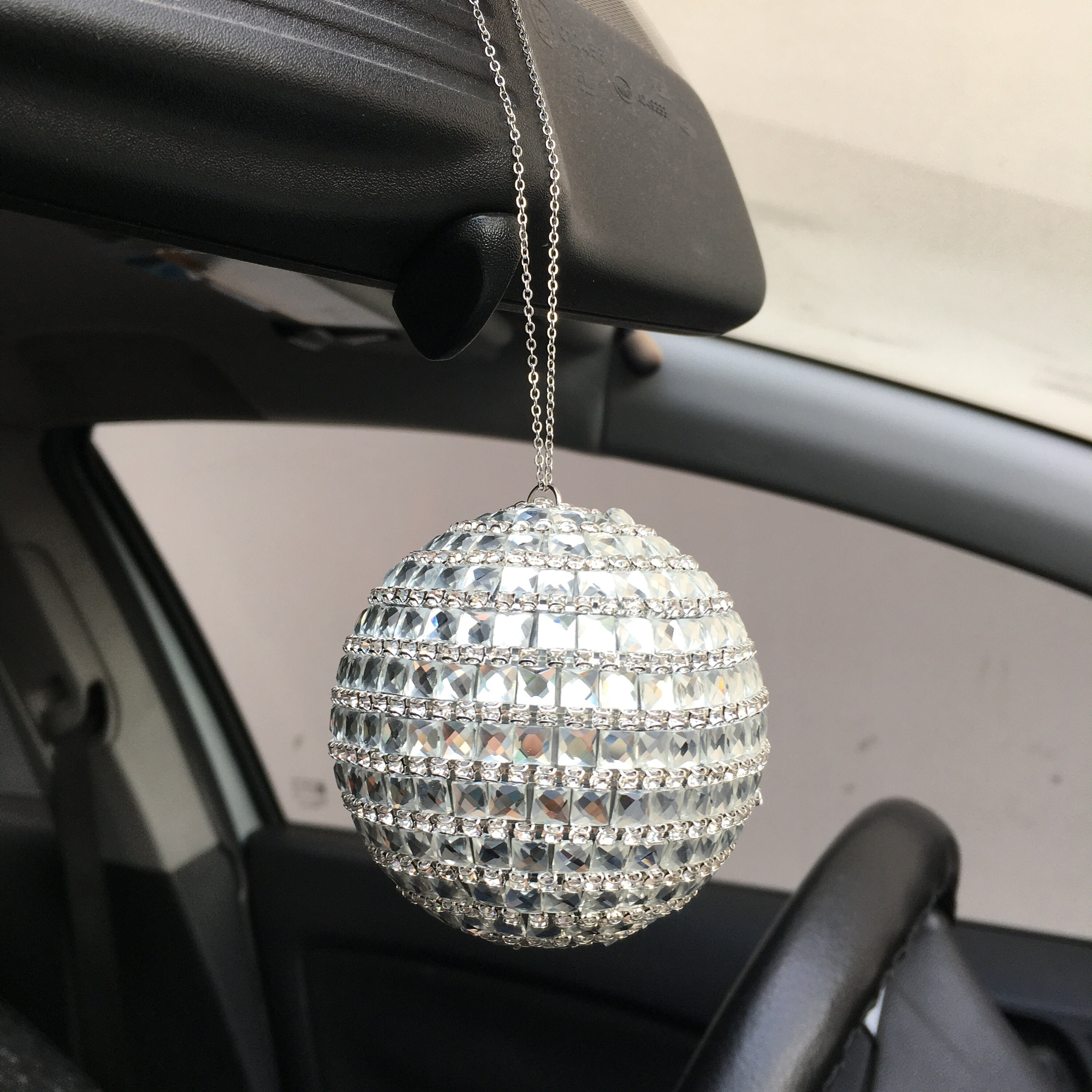 Crystal Disco Ball Car Rear View Mirror Hanging Ornament Etsy