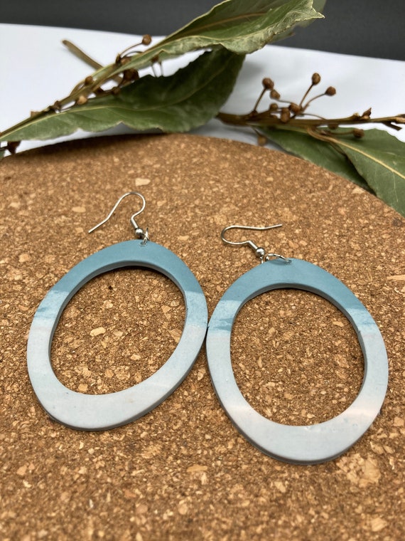 Pale light blue dangling earrings 3 unique models aged silver charms anti allergy stainless steel fasteners