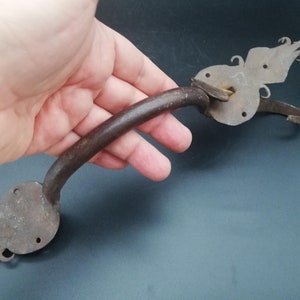 1900&#39;s Ottoman Turkish antique hand forged huge iron door lock handle w/ thumb latch - Farmhouse decor Garden decor