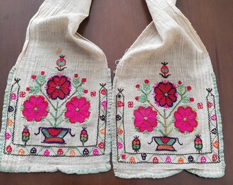 Ottoman Turkish antique hand woven sash cord / cloth belt decorated w/ floral embroidery - Home decor &quot; Uçkur &quot;