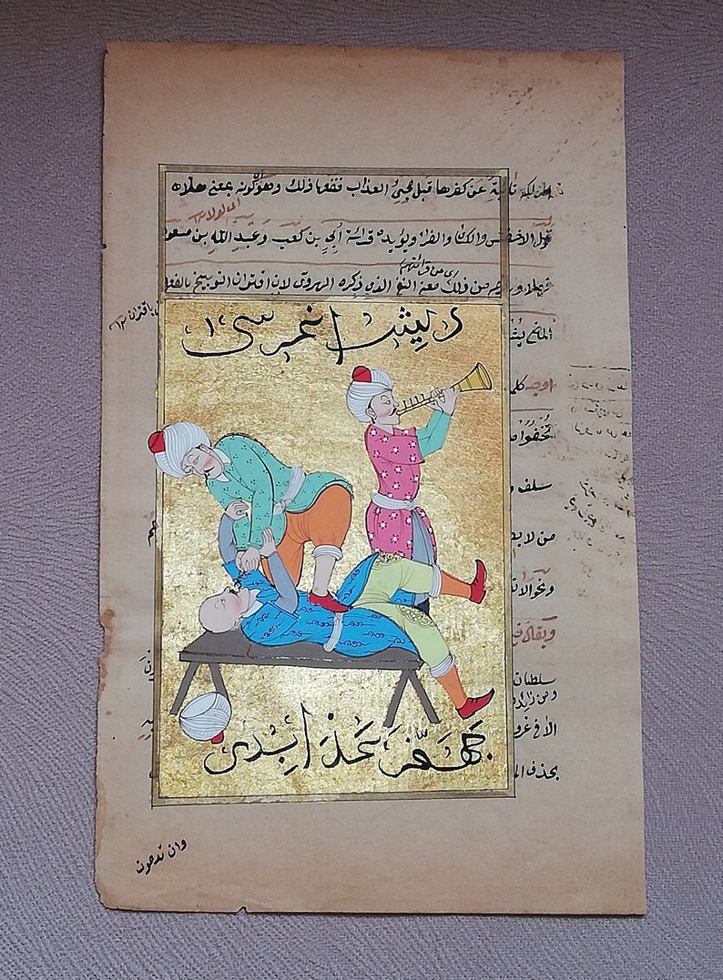 Ottoman Turkish miniature art the Dentist in the Ottoman Empire Hand painting Home decor Wall hanging image 3