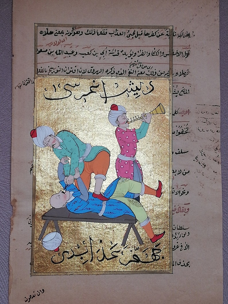 Ottoman Turkish miniature art the Dentist in the Ottoman Empire Hand painting Home decor Wall hanging image 1