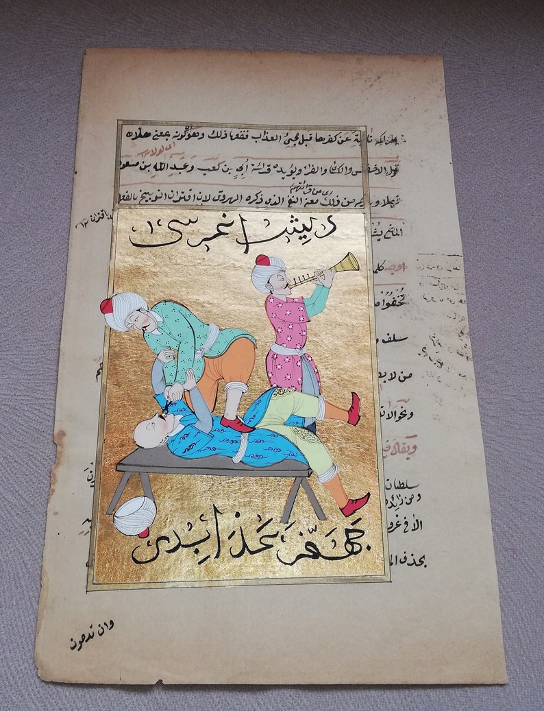 Ottoman Turkish miniature art the Dentist in the Ottoman Empire Hand painting Home decor Wall hanging image 5