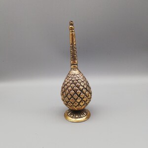 Ottoman Turkish antique copper repousse &quot;gulabdan&quot; / rose water sprinkler / perfume bottle coated w/ gold vermeil - Home decor