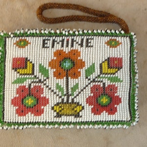 1970&#39;s Turkish prison art - Beaded coin purse - Collectable Handicraft Folk art Home decor