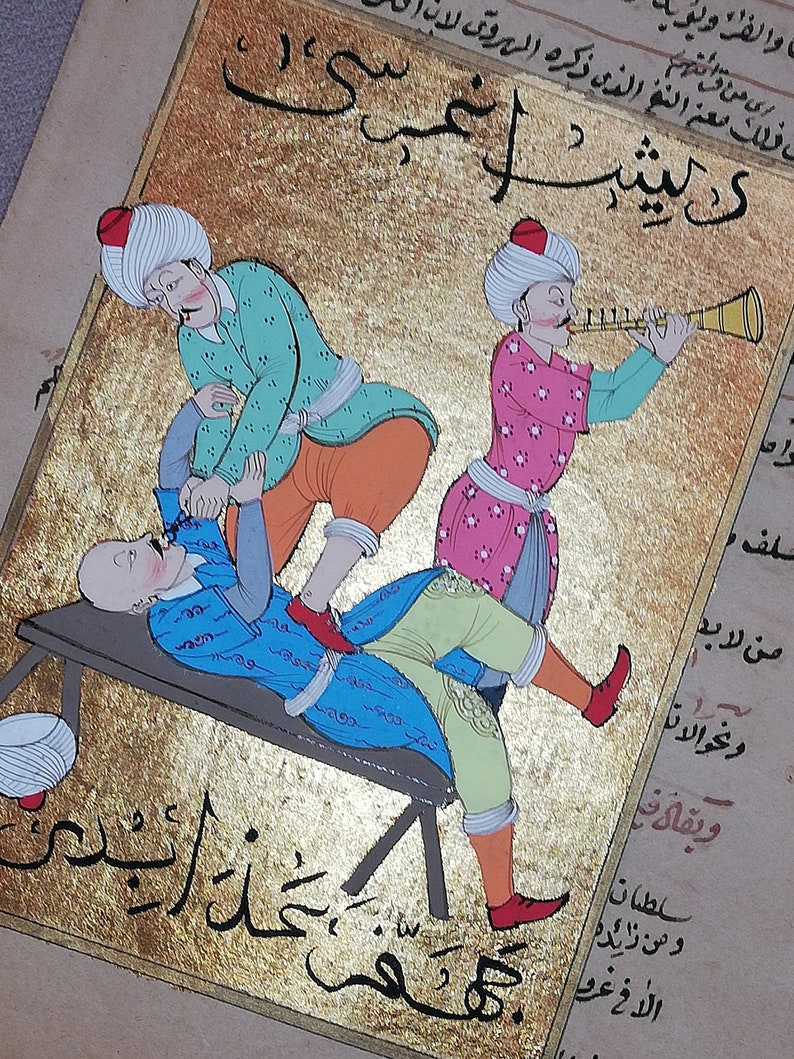 Ottoman Turkish miniature art the Dentist in the Ottoman Empire Hand painting Home decor Wall hanging image 6