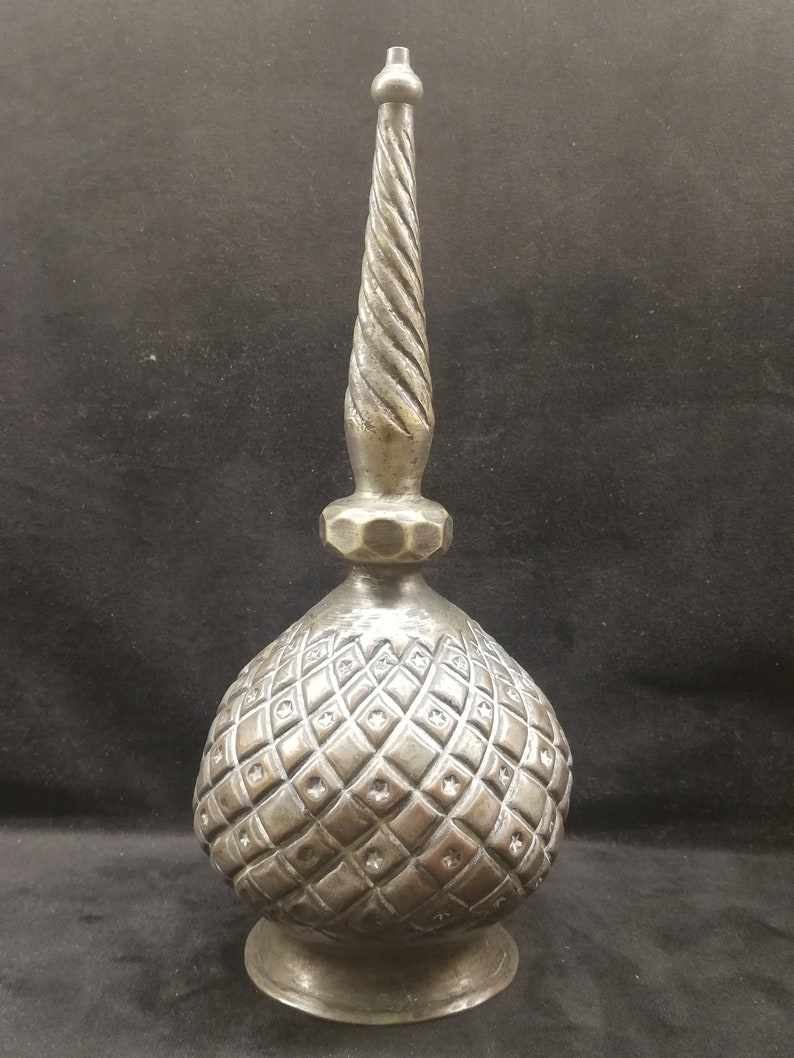 1920's Ottoman Middle Eastern Antique Bronze Repousse Gulabdan / Rose