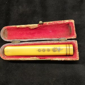Bocchino antico turco ottomano per sigarette / bocchino in argento intarsiato all'interno della scatola originale - Da collezione