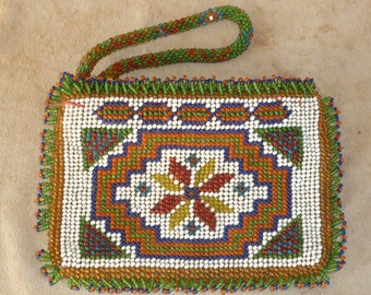 1970&#39;s Turkish prison art - Beaded coin purse - Collectable Handicraft Folk art Home decor