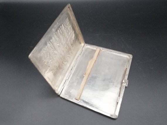 Middle Eastern antique silver cigarette case engr… - image 5
