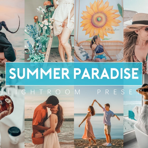 PARADISE PRESETS, SUMMER Presets, Lifestyle Beach Photo Editing Filter For Instagram Bloggers, Printable Photography Presets