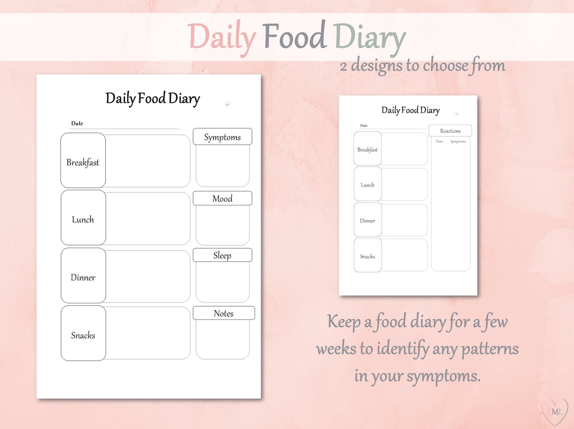 Food Allergy Planner Food Diary Printable Food Diary - Etsy