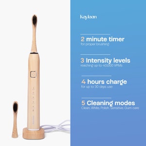 Eco friendly Bamboo Electric Toothbrush| 4-pack Compostable Toothbrush heads Phillips HX series