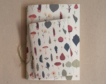 Handmade notebook A5 + A6 - Forest - stationery eco friendly - pattern forest - stationery design