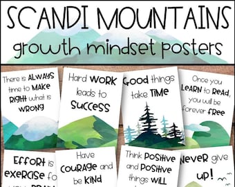 Pósters de mentalidad de crecimiento de las montañas escandinavas