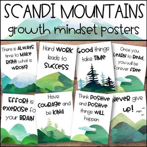 Scandi Mountains Growth Mindset Posters