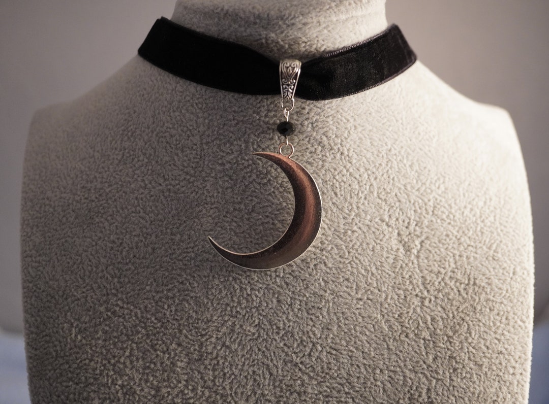 Moon Choker Velvet Choker Goth - Etsy