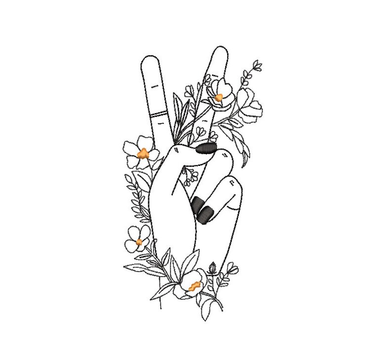 Peace finger sign machine embroidery design  etsy Peace finger sign machine embroidery design  etsy