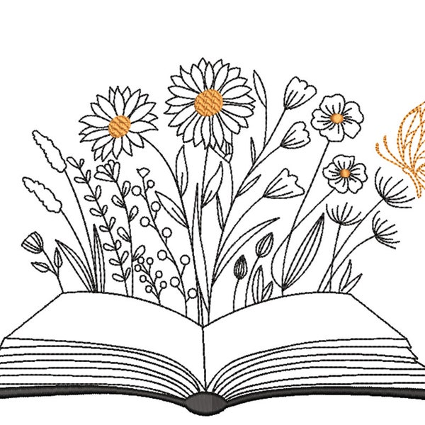 Floral Book Machine Embroidery design