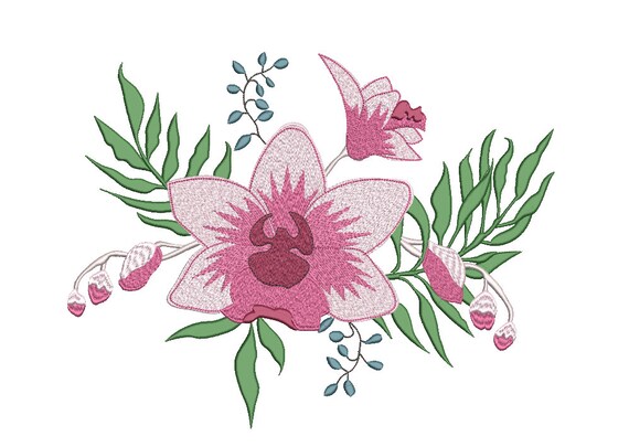 Diseño de bordado de la máquina de flores de orquídeas - Etsy México Diseño de bordado de la máquina de flores de orquídeas - Etsy México