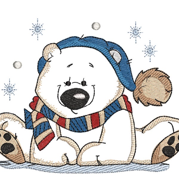 Polar Bear, Christmas Embroidery Design