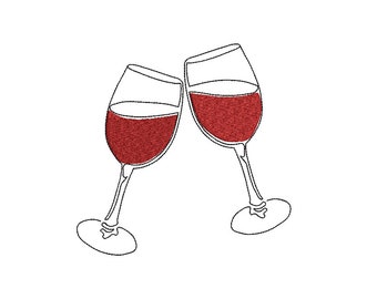 Wine Glasses Machine Embroidery Design