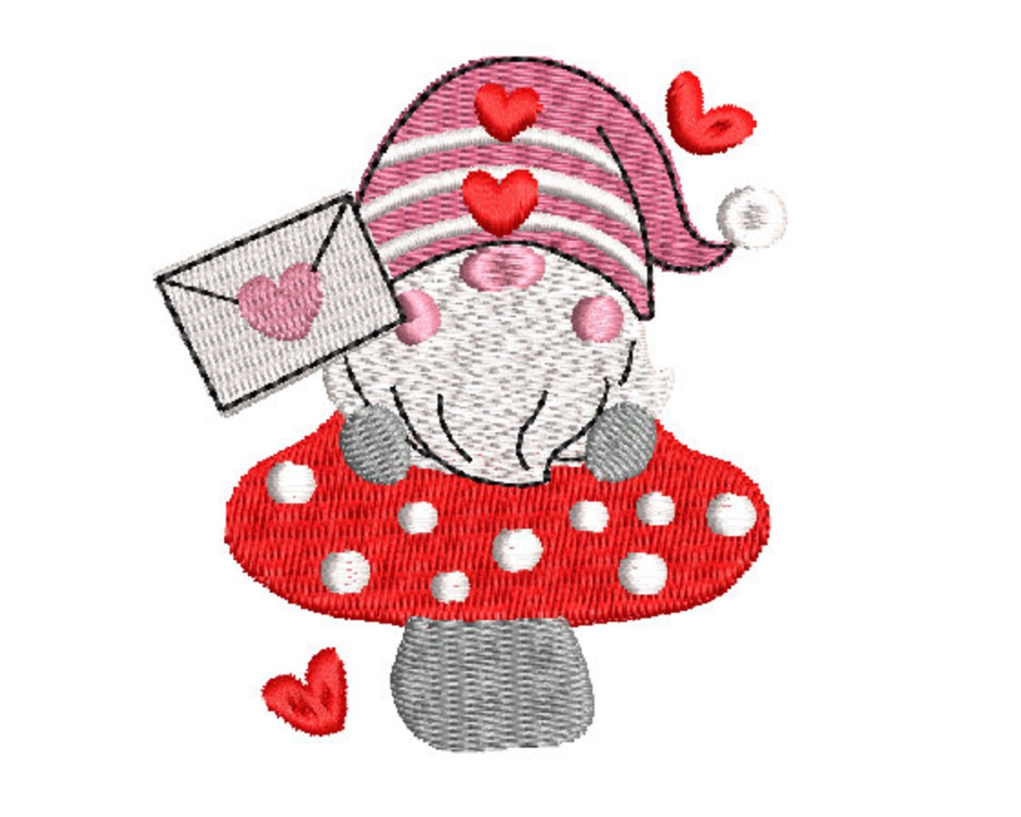 Valentine gnome embroidery machine design gnome with heart  etsy Valentine gnome embroidery machine design gnome with heart  etsy