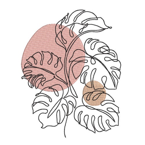Monstera Leaf Embroidery Design Instant Download PES DST Etsy