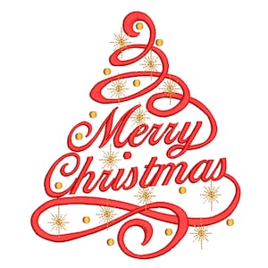 Merry Christmas Tree embroidery design