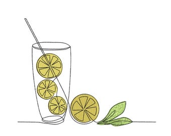 Lemon, Drink, Glass Machine Embroidery Design