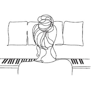 Girl playing Piano Machine Embroidery Design