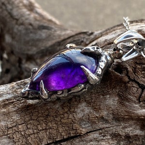 Dragon Heart Stone, Urn Pendant, Amethyst, Translucent, MADE TO ORDER,  Memorial Jewelry