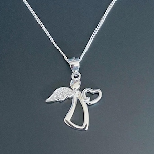 925スターリングシルバーエンジェルネックレスキュービックジルコニアギフトボックス入り女の子女性用 画像 1