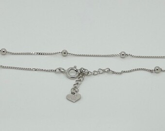 Pulsera de tobillo de plata de ley 925 con bola ajustable y corazón en caja de regalo, envío rápido