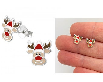 Reindeer with hat earrings
