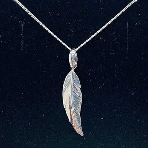 Sterling Silver Two Feather Pendant Necklace Etsy