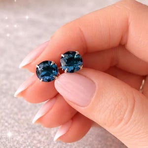 London Topaz Blue CZ Stud Earrings 925 Sterling Silver | Blue Cubic Zirconia Earrings | 2mm–10mm | Pairs & Sets | Limited Edition
