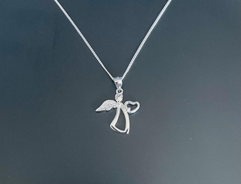 925スターリングシルバーエンジェルネックレスキュービックジルコニアギフトボックス入り女の子女性用 画像 1