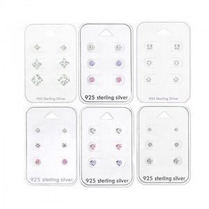 925 Sterling Silver Tiny Small Earrings Studs Set of Three Gift Women Kids Girls