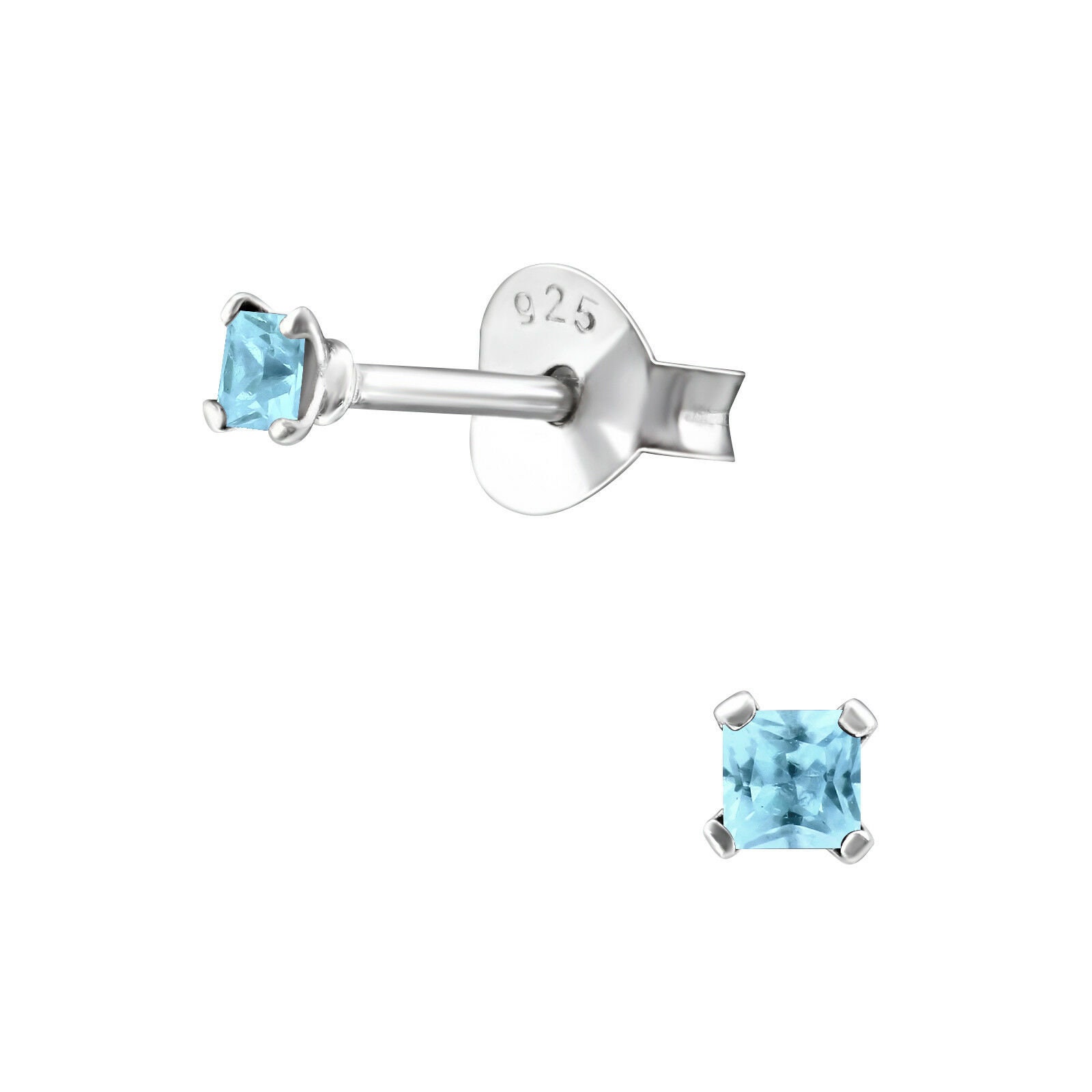 925 Sterling Silver Square Tiny Earrings Studs Cubic Zirconia - Etsy UK