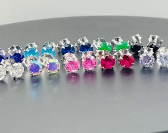 925 Sterling Silver Round Earrings Studs Tiny Small One Pair