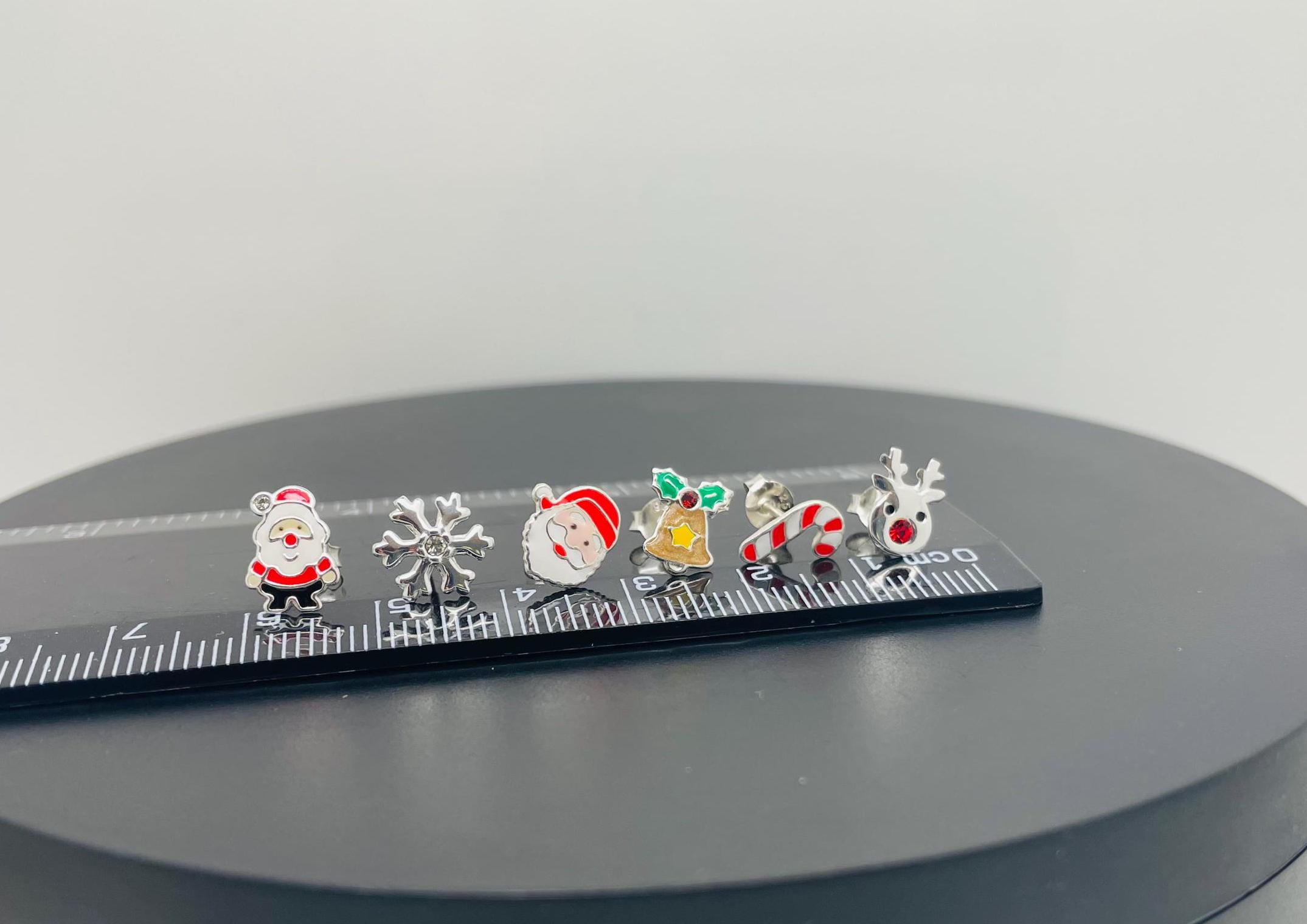 925 Sterling Silver Chirstmas Earrings Studs One Pair or Set of Three Gift Women Kids Girls