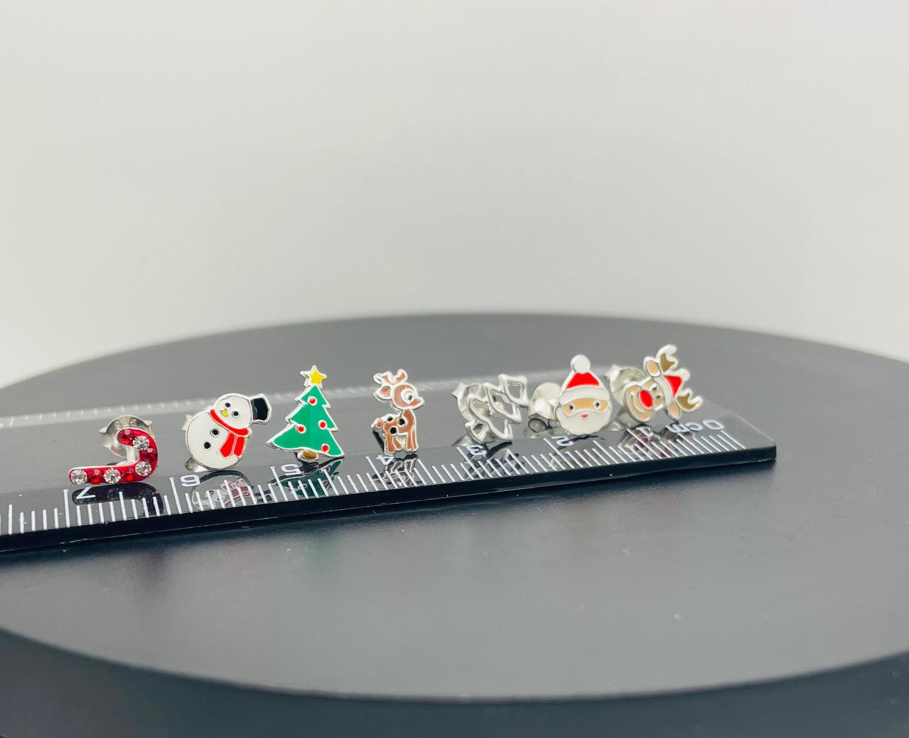 925 Sterling Silver Chirstmas Earrings Studs One Pair or Set of Three Gift Women Kids Girls