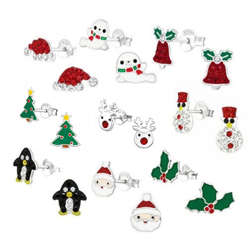 Christmas Stud Earrings - Holly main image 1