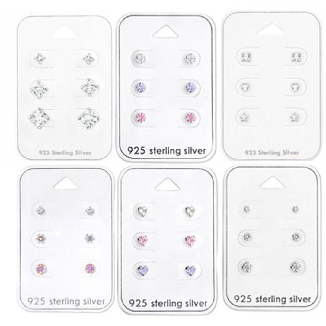 925 Sterling Silver Tiny Small Earrings Studs Set of Three Etsy UK
