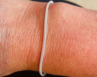 Pulsera de cuerda de plata de ley 925 de 7,5 pulgadas