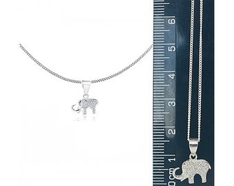 925 Sterling Silver Elephant Tiny Necklace Gift Boxed