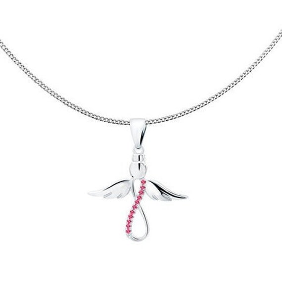 Collar Con Colgante Ángel Con Circonita En Plata De Ley 925