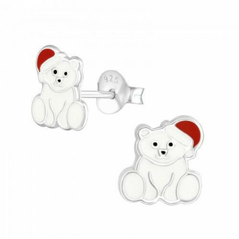 925 STERLING SILVER Red Crystal Nose Reindeer Earrings